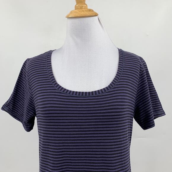 Lululemon Shirt Womens 6/8 Purple Black Every Yogi Scoop Neck Striped Active Tee - Picture 3 of 9